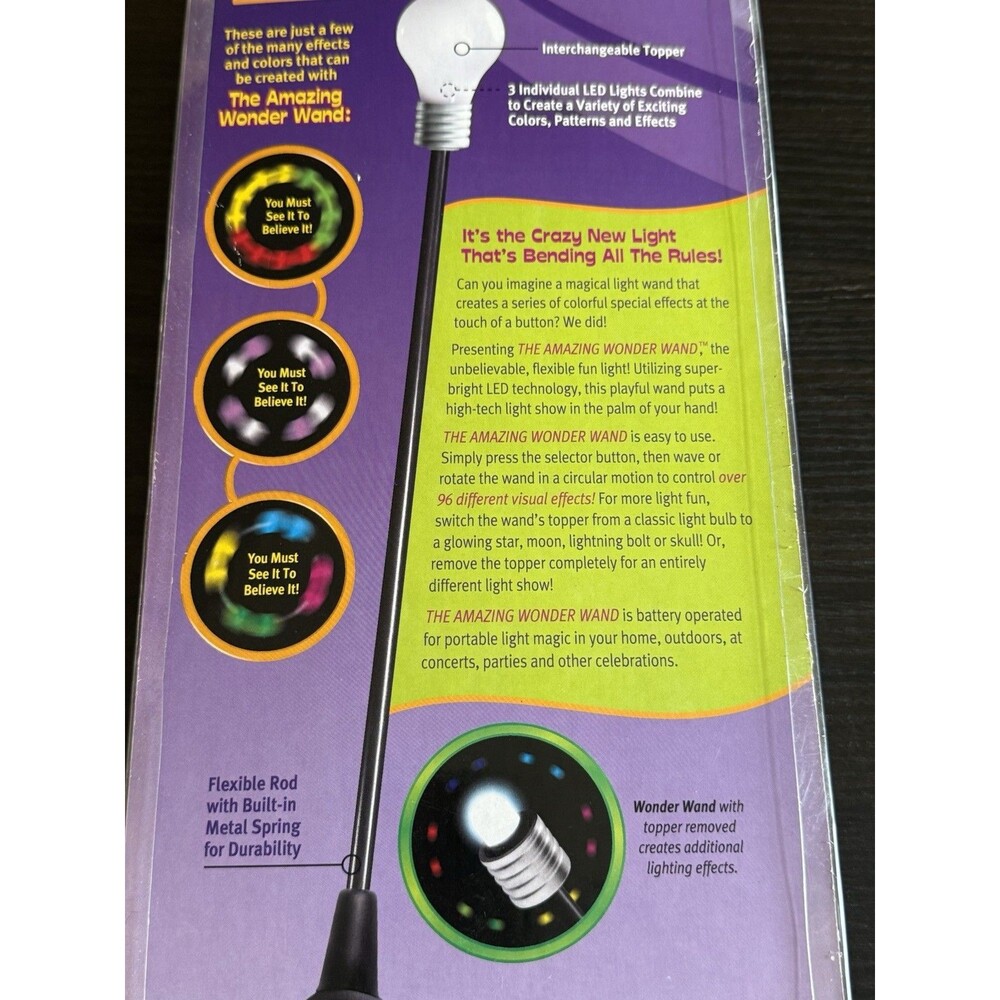 The Amazing Wonder Wand" Light-Up Toy Iinterchangeable Toppers NEW - Picture 8 of 9